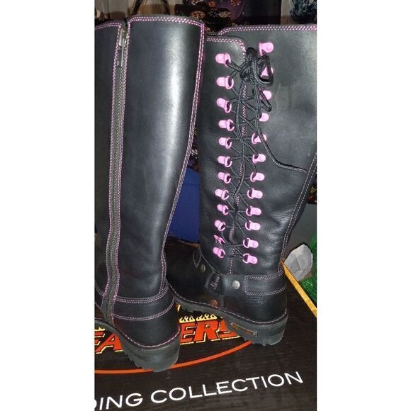 Pink & Black Biker Boots - Picture 11 of 16